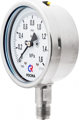 Манометр, Тип ТМ серия 21, коррозионностойкий виброустойчивый, подключение снизу, Росма В Глазове